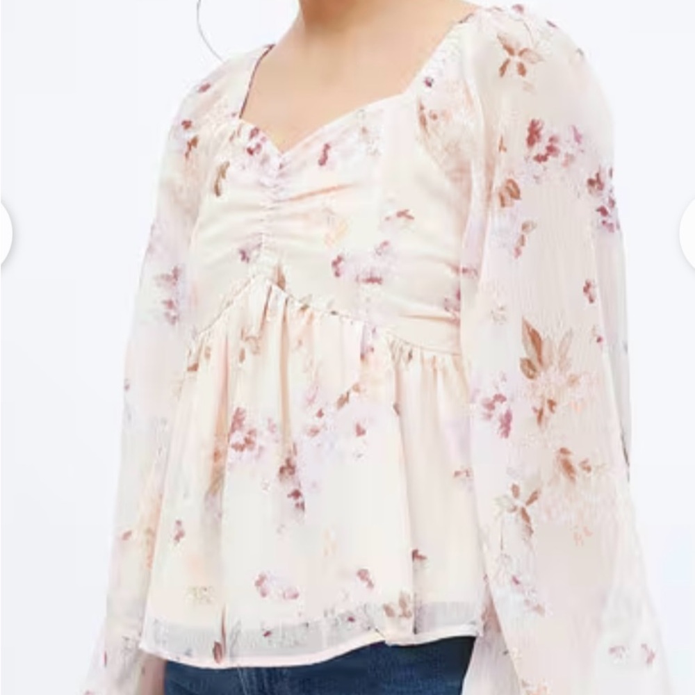 Babydoll Top 30”Bust Cream Floral Blouse Fairy Whimsical Dainty Chic Boho Summer